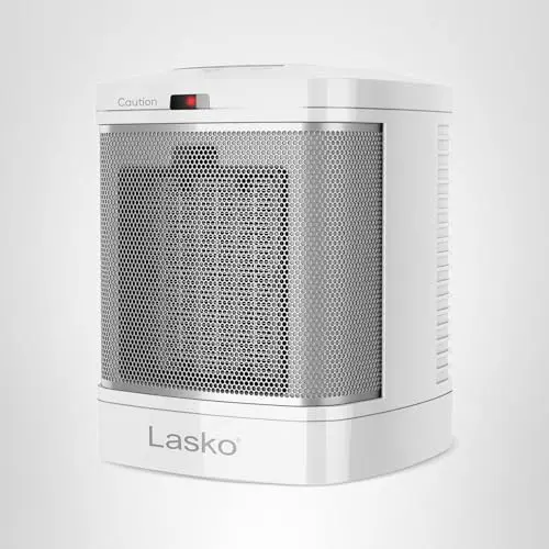 Lasko Portable Electric Ceramic Space Heater with ALCI Plug for Bathroom Use, 2 Heat Settings and Simple Heat Button, 8 Inches, White, 1500W, CD08200 10