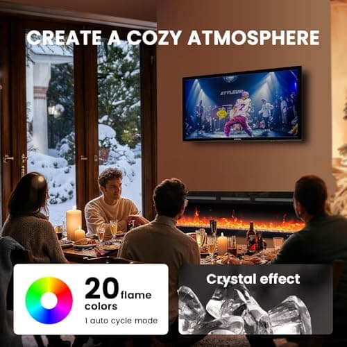 Silonn 50-Inch Smart Electric Fireplace Heater - 5300 BTU, WiFi-Enabled with App & Remote Control, Ultra-Slim Design (Wall-Mounted/Recessed) - 20 Flame Colors, Built-in Timer 5