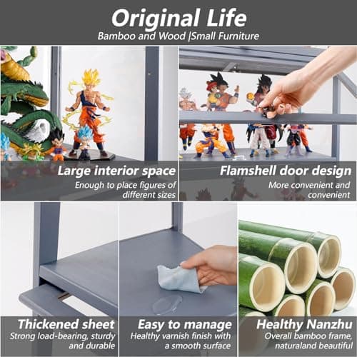 iWEDN Display Cabinet with Acrylic Glass Doors, 4-Tier Curio Cabinet&Display Shelf for Collectibles, Toys, Books, Storage Cabinet (Gray) 6