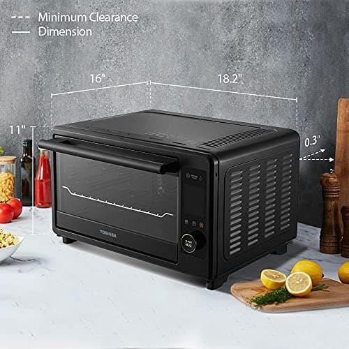 Toshiba TL2-AC25CZA(GR) Air Fryer Toaster Oven, 6-in-1 Digital Convection Oven for 9 Cooking Presets, 6-Slice Bread/12-Inch Pizza, 1750W, Charcoal Grey 6
