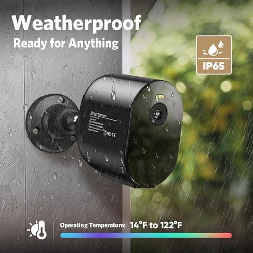 TENVIS Security Camera Wireless, 2K 4MP HD Surveillance Camera for Home/Outdoor, 2.4G WiFi, 33ft Color Night Vision, IP65 Weatherproof, 2-Way Voice, Perfect for Yard & Driveway (2 Pack) Black 3