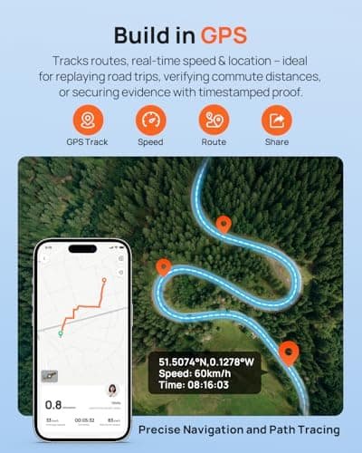 70mai Dash Cam Front and Rear - 2.5K+1080P Dual Dash Camera with HDR, Super Night Vision, F1.55 Aperture, 24H Parking Mode, Built-in Wi-Fi & GPS, G-Sensor, Loop Recording, 64GB Card Included (A410) 5