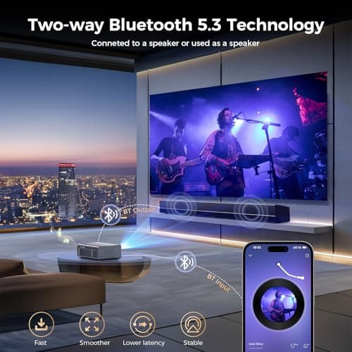 [Auto Focus] 4K Projector with WiFi6 and Bluetooth 5.2, 700ANSI Native 1080P Outside Outdoor Video Gaming Projectors Smart Home Movie Proyector Support Auto 6D Keystone for iOS/Android/TV Stick, Grey 6