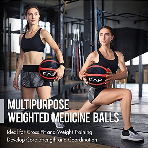 WF Athletic Supply Medicine & Exercise Ball - Durable Rubber & Consistent Weight Distribution; Comfort Textured Grip for Strength, Balance & Core Training, Dual Texture, 42LB Weight Set 8