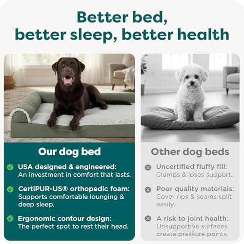 FurHaven Orthopedic Dog Bed for Large Dogs, L-Shaped Chaise Mattress with Orthopedic Egg Crate & Solid Orthopedic Foam Base for Joint Support, Washable Cover, Jumbo XL, Faux Fur & Suede, Dark Sage 7