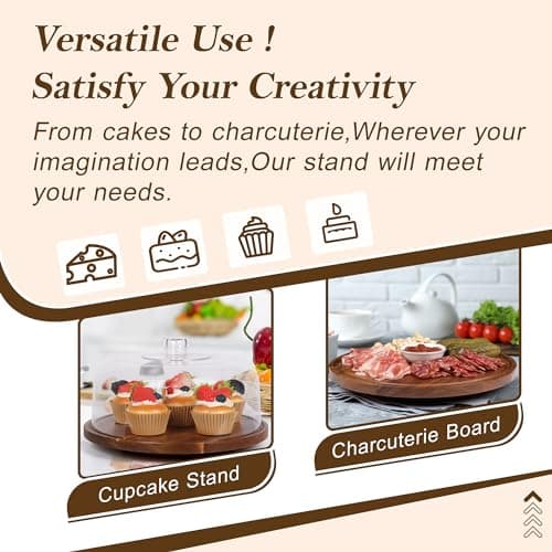 Bellsal Cake Stand with Dome Lid, 12in Acacia Wood Cake Plate with Cover, Wooden Cake Display Stand with Acrylic Dome, Cake Decorating for Baking Gifts, Birthday Kitchen Party, Weddings 5