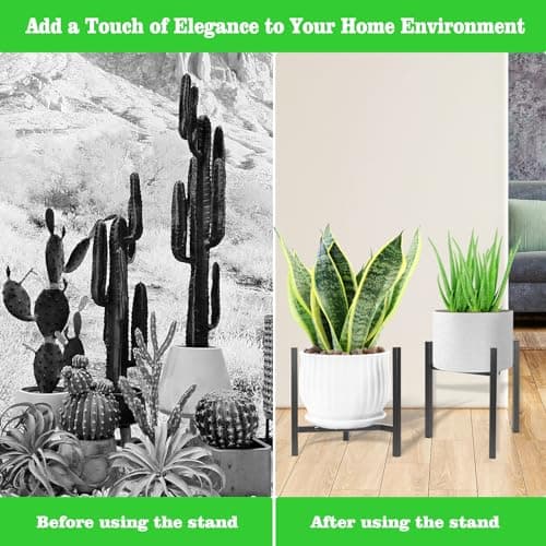 Airpark Plant Stand Indoor Adjustable, Metal Modern Plant Stands, Heavy Duty Stable Plant Pot Flower Holder Indoor Outdoor Corner, Fit 8 9 10 11 12 inch Pots, Black (Pot & Plant Not Included) 8
