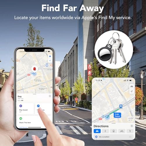 Air Tracker Tags-4 Pack, 2026 New [Apple MFi Certified], Bluetooth Tracker Work with Apple Find My (iOS Only), Replaceable Battery Last 2 Years, IP68 Waterproof Item Finder for Luggage/Key/Suitcase 5