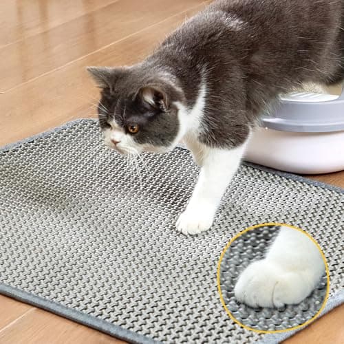 Cat Litter Mat New Size 23.6"x14.6" for Small Spaces, Upgrade Super Waterproof Back Layer Litter Box Mat, Non Slip, Durable, Soft on Paws Kitty Trapping Matt, Gray 6