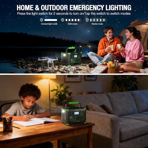 Portable Power Station 1000W (Peak 2000W), 999Wh Solar Generator, 110V Pure Sine Wave AC Outlet with PD 60W USB-C Fast Charging, Outdoor Camping RV Van Home Backup Off-Grid Living 7