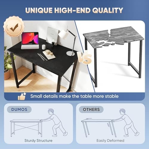 DUMOS 32 Inch Office Small Computer Desk Modern Simple Style Writing Study Work Table for Home Bedroom - Wood Black 7