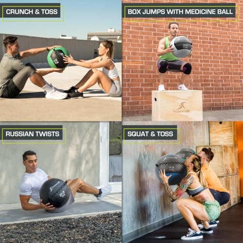 ProsourceFit Soft Medicine Balls, Wall Balls and Full Body Dynamic Exercises, Color-Coded Weights: 6, 10, 14, 20 lb. 6