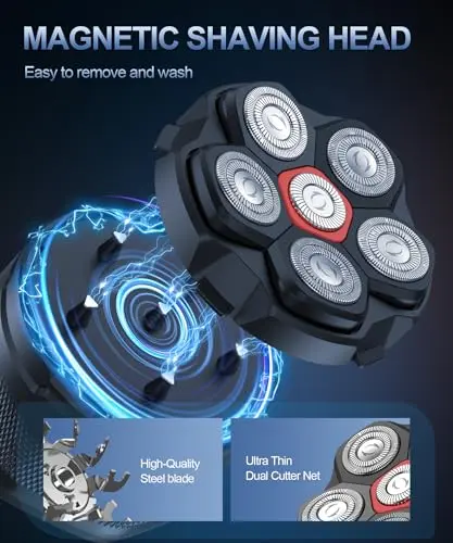 GLLAVA Head Shavers for Bald Men, 10000 RPM High-Speed 6D Magnetic Razor, IPX8 Waterproof Wet/Dry Shaving, Hypoallergenic Blades, LED Display & Storage Case 5