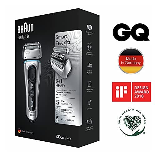 Braun Series 8 8330s Next Generation, Electric Shaver for Men, Rechargeable and Cordless Razor, Silver, Fabric Travel Case, Wet and Dry, Foil Shaver 7