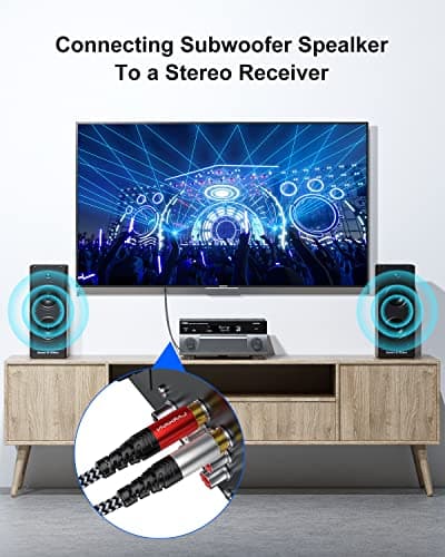Larxavn RCA Cables, Hi-Fi Sound, Nylon Braided, Shielded RCA Audio Cable for Home Theater, HDTV, Amplifiers, Speakers- 5 Feet 5