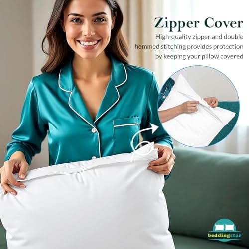 Body Pillow Cover 20x54 Body Pillow Case 100% Egyptian Cotton 600 Thread Count Soft & Skin-Friendly 1 Piece Body Pillowcase with Zipper Closure - 20x54 Inches, White 5