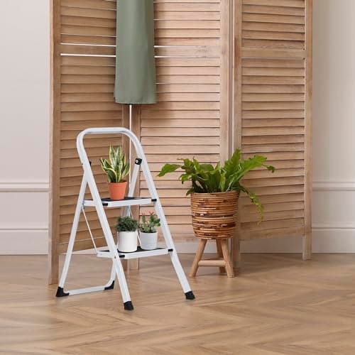 ZENY 2 Step Ladder Folding Step Stool with Wide Anti-Slip Pedal, Convenient Handgrip, Portable Steel Step Stool, Sturdy Steel Ladder for Household and Office 7