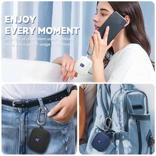 Silicone Case for TAGRY X08 Wireless Earbuds Case, Compatible with TAGRY Bluetooth Headphones True Wireless Earbuds with Keychain with Cleaning Pen - Black 7