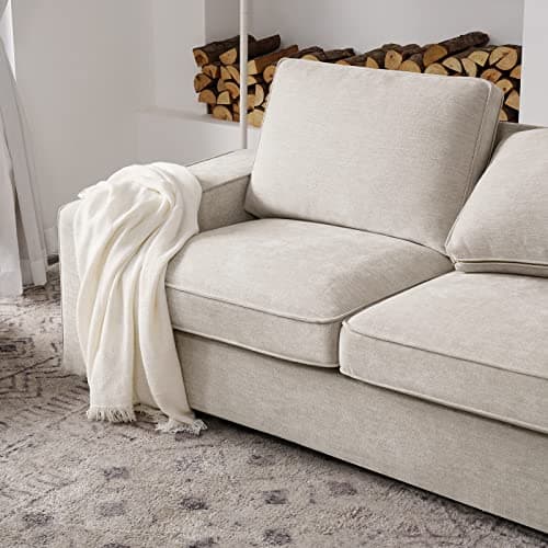 LEISLAND 88.58" Modern Sofas Couches for Living Room, Chenille Sofas & couches with Square Armrest, Removable Low-Back Sofa Cushion and Detachable Sofa Cover/Easy to Install(Beige) 8