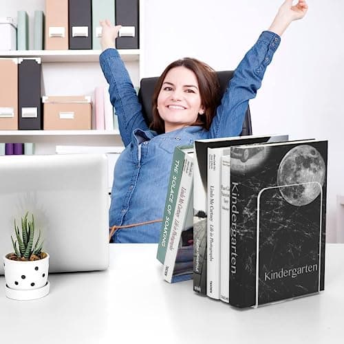 MaxGear Acrylic Bookends - Clear, Non-Skid, Heavy Duty Book Holders for Shelves, Decorative Book Stoppers (1 Pair/2 Pieces, Large) 6