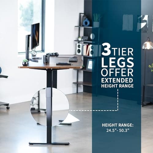 VIVO Electric 71 x 36 in Dual Motor Rustic Sit Stand Desk, Memory Height Adjustment, 2B Series, Vintage Brown Top Black Frame, DESK-KIT-2B7N-36 5