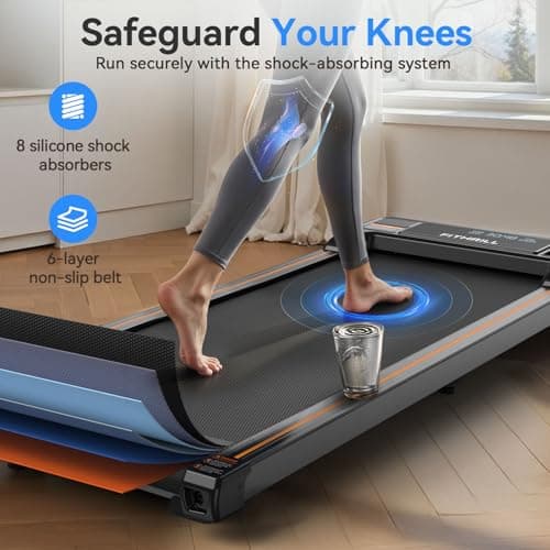 Fithrill Walking Pad Under Desk Treadmill for Home Office Small Spaces with Incline, 3 in 1 Portable Mini Walking Jogging Running Compact 2.5 HP Machine, 2.5 HP 5