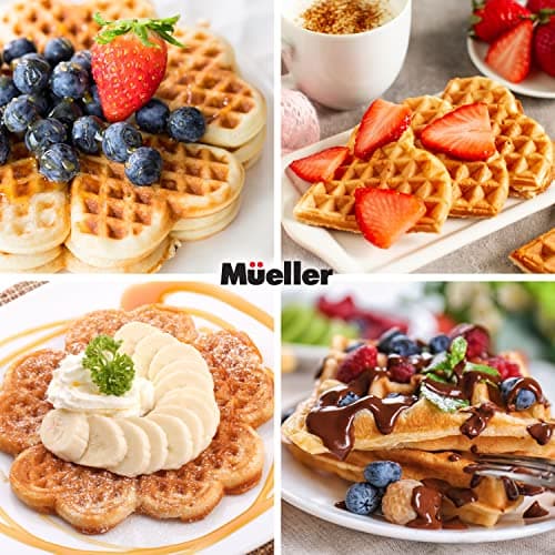 Mueller Heart 5 Waffle Maker, Norwegian Waffle Iron, Adjustable Browning Control & Nonstick, Cool Touch Handle, Easy to Clean, Small Kitchen Appliances 9