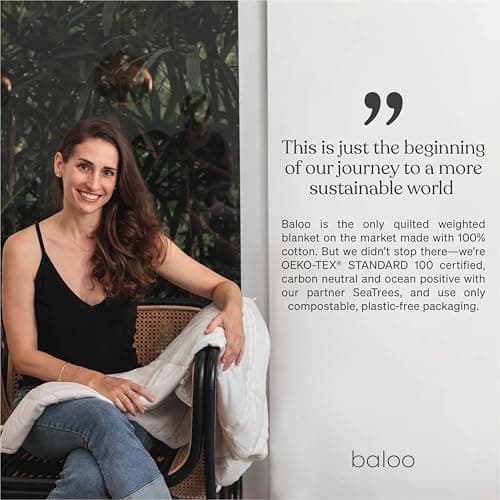 Baloo Weighted Blanket for Adults 15 lb (Spruce Green, 60"x80") | Cool & 100% Cotton | Machine Washable & Dryer Safe | Glass Microbead Fill 8