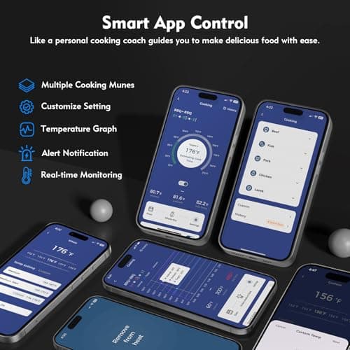 Aurasky Unique Wireless Meat Thermometer, Accurate Temperature Detection Probe, 500FT Remote Monitoring, Dual Alarm, Cooking Meat Thermometer Wireless for Grilling, Smoking, Oven, BBQ, Rotisserie 7