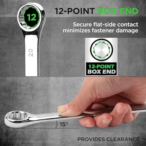 SWANLAKE 15-Piece Metric Combination Wrench Set, 12-Point Max Torque Open End Wrench Set, Cr-V Steel Wrenches 8, 9, 10, 11, 12, 13, 14, 15, 16, 17, 18, 19, 20, 21, 22mm with Storage Rack 5