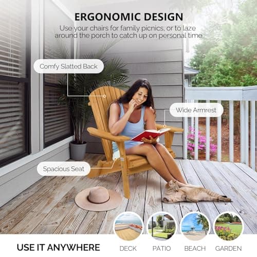 VINGLI Folding Adirondack Chairs Set of 4 Clearance Weather Resistant/Lawn Cheap Fire Pit Highwood Lounge Chairs-Patio Furniture Sets for Campfire, Bonfire 6