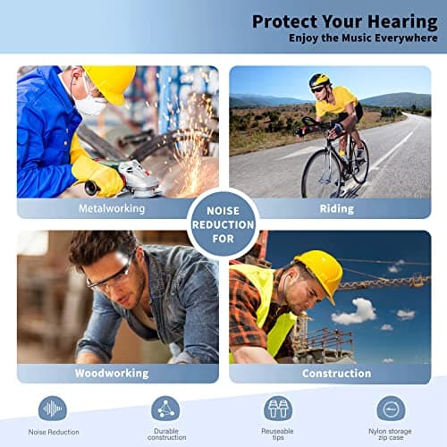 Cuzabe Ear Plugs Bluetooth Headphones for Work, Neckband Wireless Earbuds, Noise Reduction in-Ear Earphones with Mic and Controls, Waterproof Earbuds with 20 Hours Battery, for Industrial Safety 7