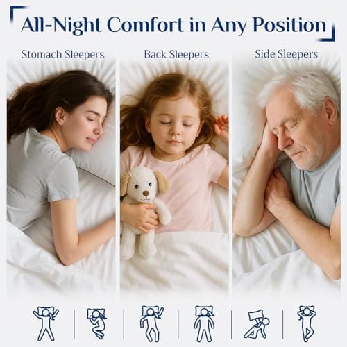 JOLLYVOGUE Standard Pillows Set of 2, Cooling and Supportive Pillows Full Size Set of 2 for Side and Back Sleepers, Down Alternative Hotel Collection Sleeping Pillow 7