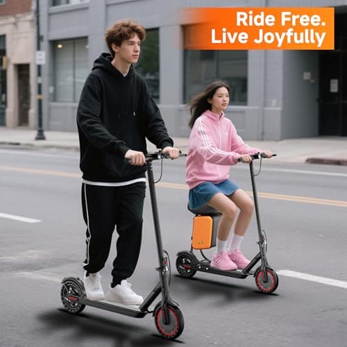 Folding Electric Scooter for Adults with Seat - 19MPH & 21-Mile Range, 350W Motor, 8.5" Solid Tires with App Control & Dual Brake System - UL2272 Certified Commuter E-Scooter with Storage Bag 8