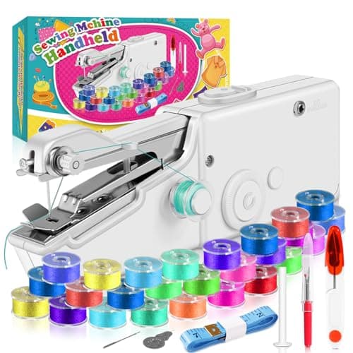 Handheld Sewing Machine with Accessories Kit,Mini Sewing Machine for Quick Stitching,Portable Sewing Machine Suitable for Home,Travel and DIY,Electric Handheld Sewing Machine for Beginners, White01
