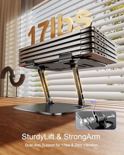 LINTYLE Adjustable Laptop Stand, Aluminum Portable Laptop Riser for Desk Foldable, Ergonomic Computer Notebook Stand Holder for MacBook Air Pro, Dell XPS, HP and All 10–17 Inch Laptops, Black 5