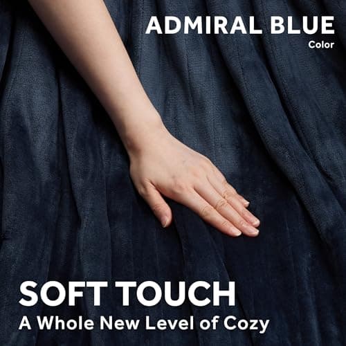 Sunbeam Royal Mink Sherpa Admiral Blue Heated Personal Throw / Blanket, Cozy-Warm, Adjustable Heat Settings 8