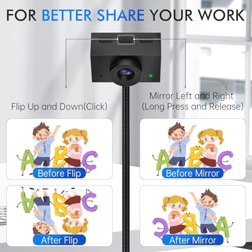 Webcam for PC, Laptop Camera USB Webcam with Adjustable Gooseneck, Flexible Positioning 1080P Computer Camera for Presentation, Desktop Demo, Full-Body View, Video Call, Zoom, Teams, Skype (Black) 7