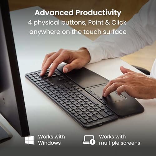 Contour Touch: Wireless Bluetooth Ergonomic Touchpad for Windows 10 & 11, Multi Touch & High Precision Glass Trackpad, Click Anywhere, 4 Programmable Shortcut Keys, Full Size Wrist Rest 5