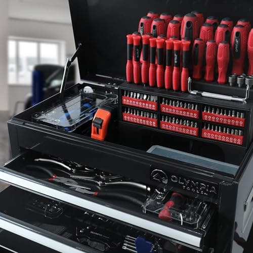 Olympia Tools 20-inch Rolling Tool Chest with Drawers - 5-Drawer Tool Chest Cabinet on Wheels Locking Storage Cabinets Garage Organizers for Workshop 5