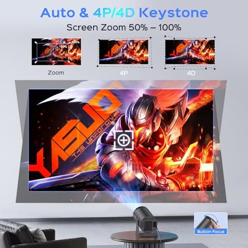 Mini Projector With WiFi and Bluetooth, 180 Rotatable Portable, 150" Smart With Android TV 11, 1080P Support Decoding Projectors 4K, 2.4G/5G WiFi6, Auto Keystone for Home Outdoor Proyector, Iron Grey 5