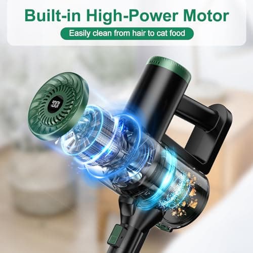 PRETTYCARELIFE Cordless Stick Vacuum Cleaner, Powerful Rechargeable Wireless Vacuum Cleaner for Home 6 in 1 with LED Display, Self-Standing and 180° Bendable Wand, for Carpet and Hard Floor Pet Hair 5