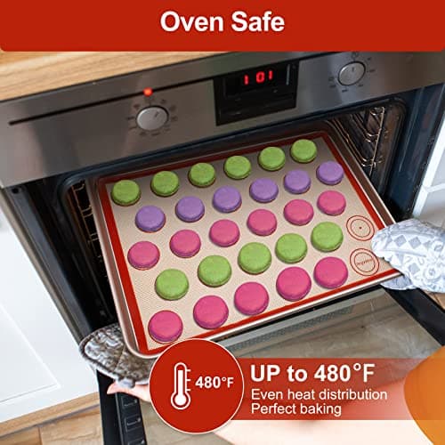 Silicone Baking Mat Set of 6, Easy Clean & Non-Stick Food Grade Reusable Baking Mat, Silicon Baking Mats Oven Liner Sheet, Round & Square Cake Mat, Pastry Board Rolling Dough Mats for Macaron Cookie 6