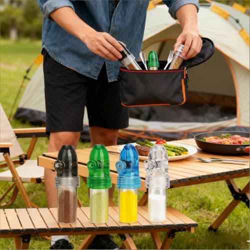 4-Pack Mini Salt and Pepper Shakers Spice Storage - Travel Salt and Pepper Shakers Mini for Outdoor and Traveling - Portable Spice Dispenser 7