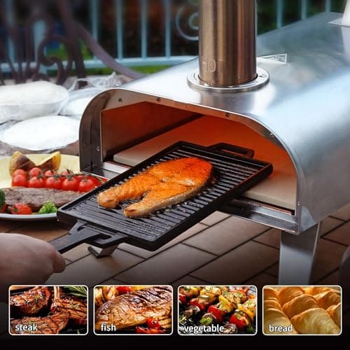 BIG HORN OUTDOORS 12" Multi-Fuel Outdoor Pizza Oven – 3-in-1 Wood-Fired, Gas & Electric Compatible (Burners Sold Separately), Pellet Pizza Oven Portable Pizza Maker for Backyard, Camping & Tailgating 8