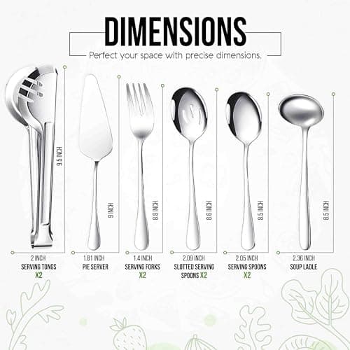 NEXNEOM Serving Utensils Set 10 Pcs - Stainless Steel Silver Serving Utensils with Stunning Mirror-Finish - Lightweight, Rust-Resistant & Easy Maintenance - Ideal Serving Spoons for Parties & Wedding 6