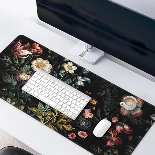 HAOCOO ​​Vintage Aesthetic​​ Floral Plant Desk Mat, Desk Matt for Desktop, Large Mouse Pad Drom Decor, Keyboard Mats for Desk, Computer Desk Cover Mat for Office, Home and School Accessories 6