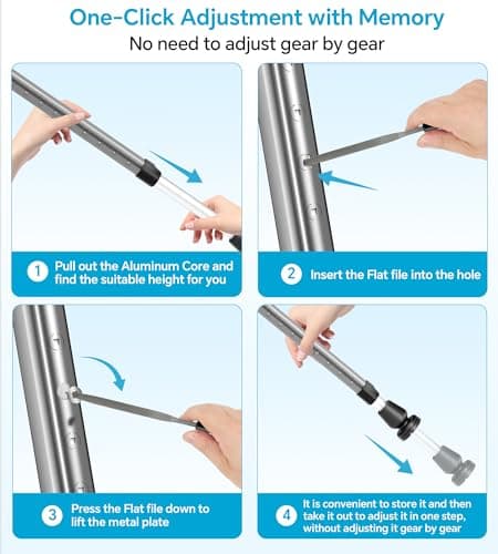 HOMLAND Adjustable Aluminum Walking Cane & Underarm Crutches with Pads and Handgrips, for Adults 150-190cm Tall 3