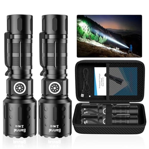 Rechargeable Flashlights High Lumens, Super Bright LED Small Powerful Tactical Flashlight with Memory Function, 6Modes Pocket Waterproof Flash Light for Home,Camping,Car,Emergency,Gifts for Men