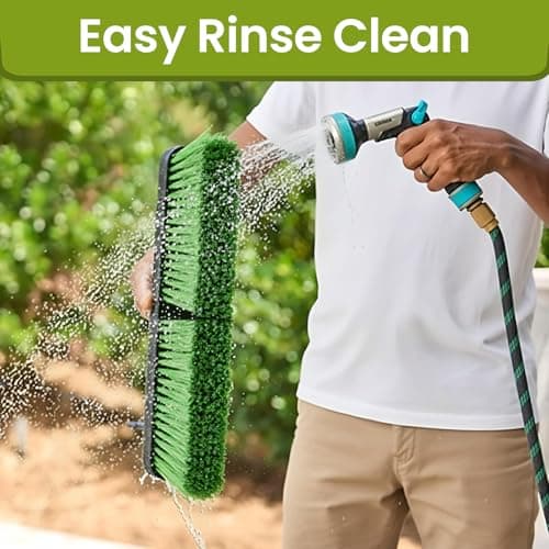 3 Pack 18” Push Broom Outdoor Heavy Duty, Garage Shop Broom with 59.5" Long Bandle for Cleaning Outdoor or Indoor Tile, Garage, Shop, Deck, Concrete, Wood, Stone, Patio Floor, with Soft Bristles 7